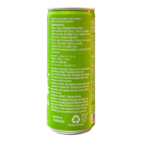 POPPING BOBA DRINK - PEACH OOLONG TEA 240ML x 24CANS