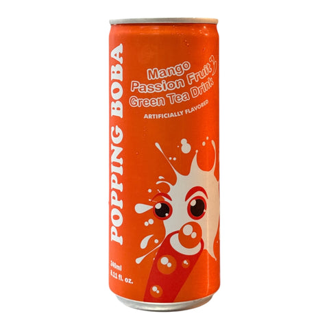 POPPING BOBA DRINK - MANGO PASSION FRUIT GREEN TEA  240ML*24 CANS