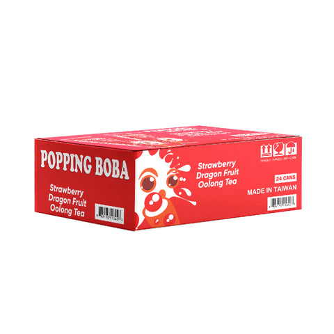 POPPING BOBA DRINK - STRAWBERRY DRAGON FRUIT OOLONG TEA 240MLx 24CANS