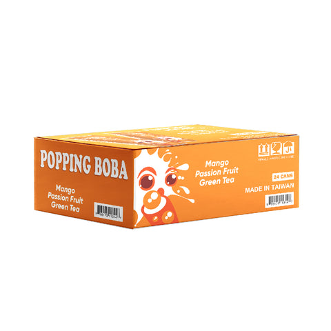POPPING BOBA DRINK - MANGO PASSION FRUIT GREEN TEA  240ML*24 CANS