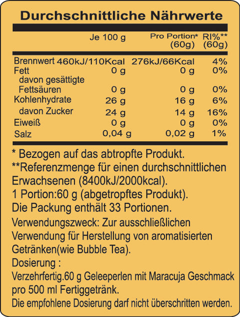 POPPING BOBA - PASSION FRUIT  | 3.2 KG