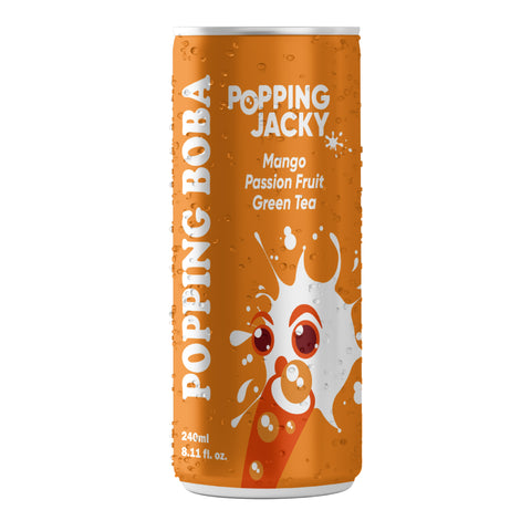 POPPING BOBA DRINK - MANGO PASSION FRUIT GREEN TEA  240ML*24 CANS