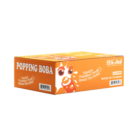 POPPING BOBA DRINK - MANGO PASSION FRUIT GREEN TEA  240ML*24 CANS